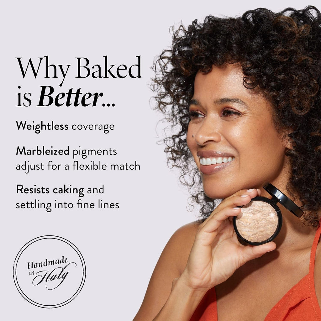 LAURA GELLER NEW YORK Baked Balance-n-Glow Illuminating Powder Foundation – Fair – Handmade in Italy – Pearl-Infused Satin Finish – Vitamin C Brightening – Buildable Sheer Coverage – For Mature Skin
