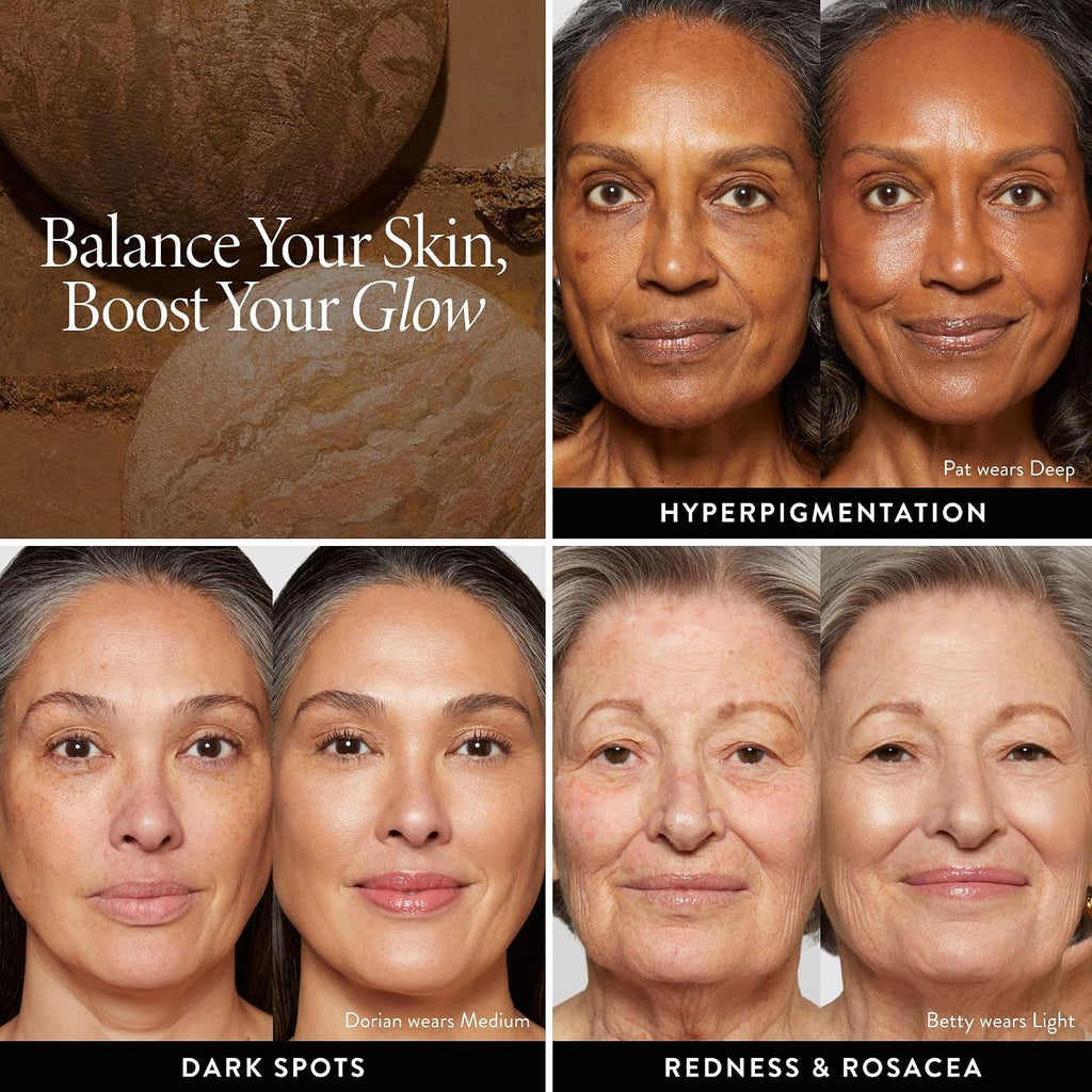 LAURA GELLER NEW YORK Baked Balance-n-Glow Illuminating Powder Foundation – Fair – Handmade in Italy – Pearl-Infused Satin Finish – Vitamin C Brightening – Buildable Sheer Coverage – For Mature Skin